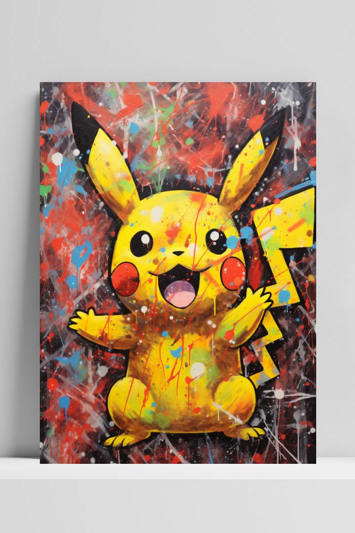 Pikachu Graffiti op 3mm aluminium dibond