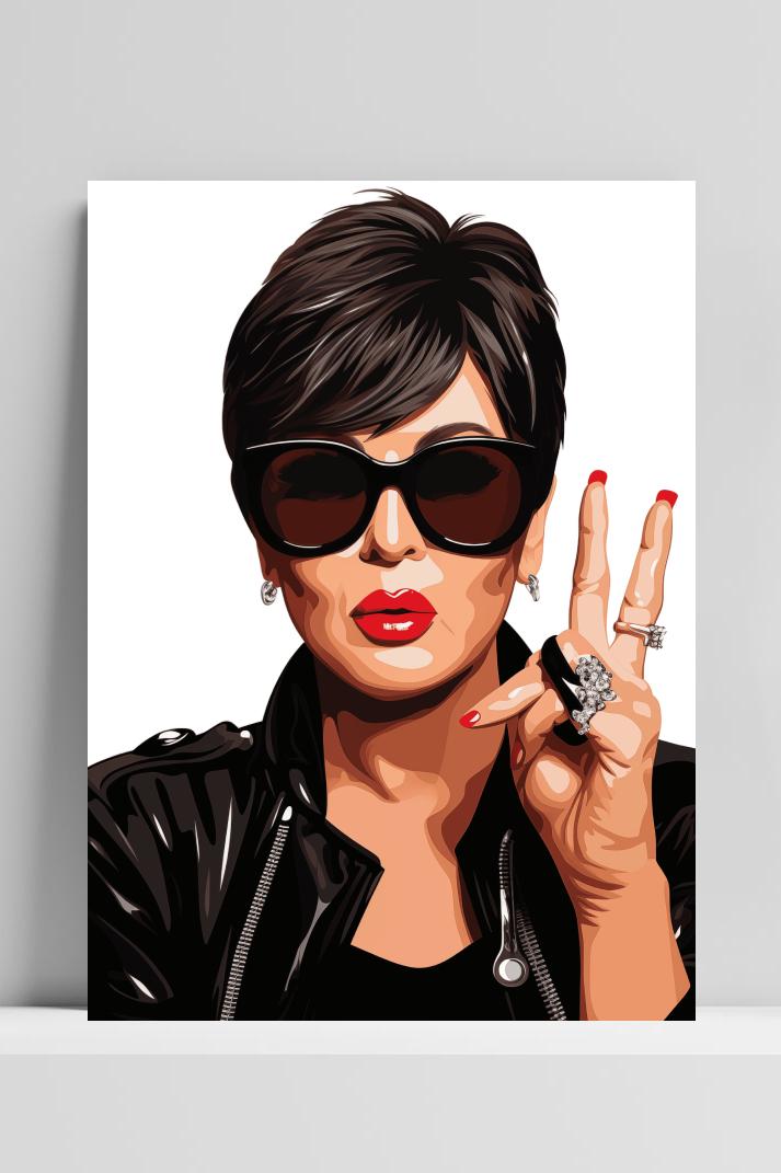 Kris Jenner Wit op 3mm aluminium dibond