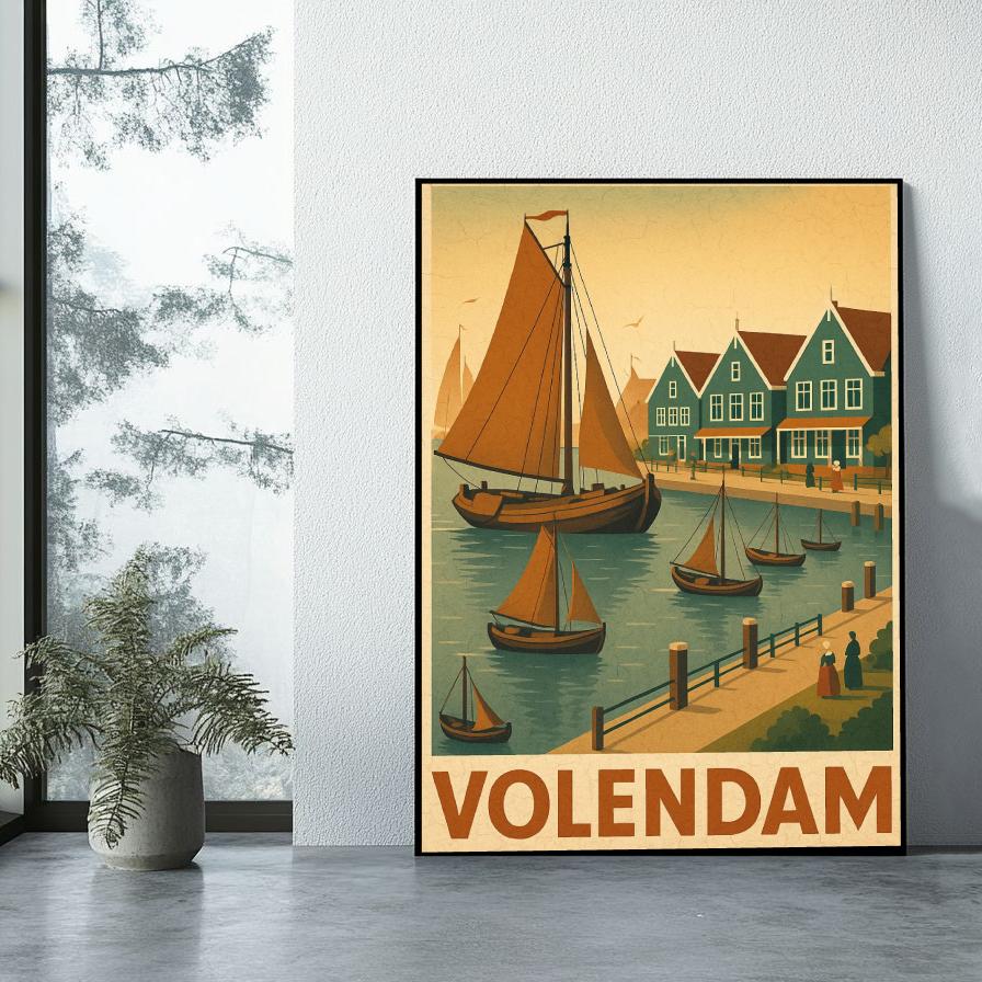 Volendam Text Vintage poster sfeerbeeld 1