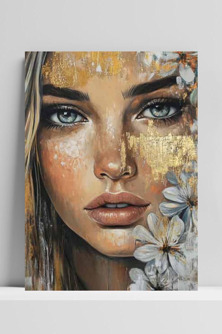 Dame Aquarel op 3mm aluminium dibond