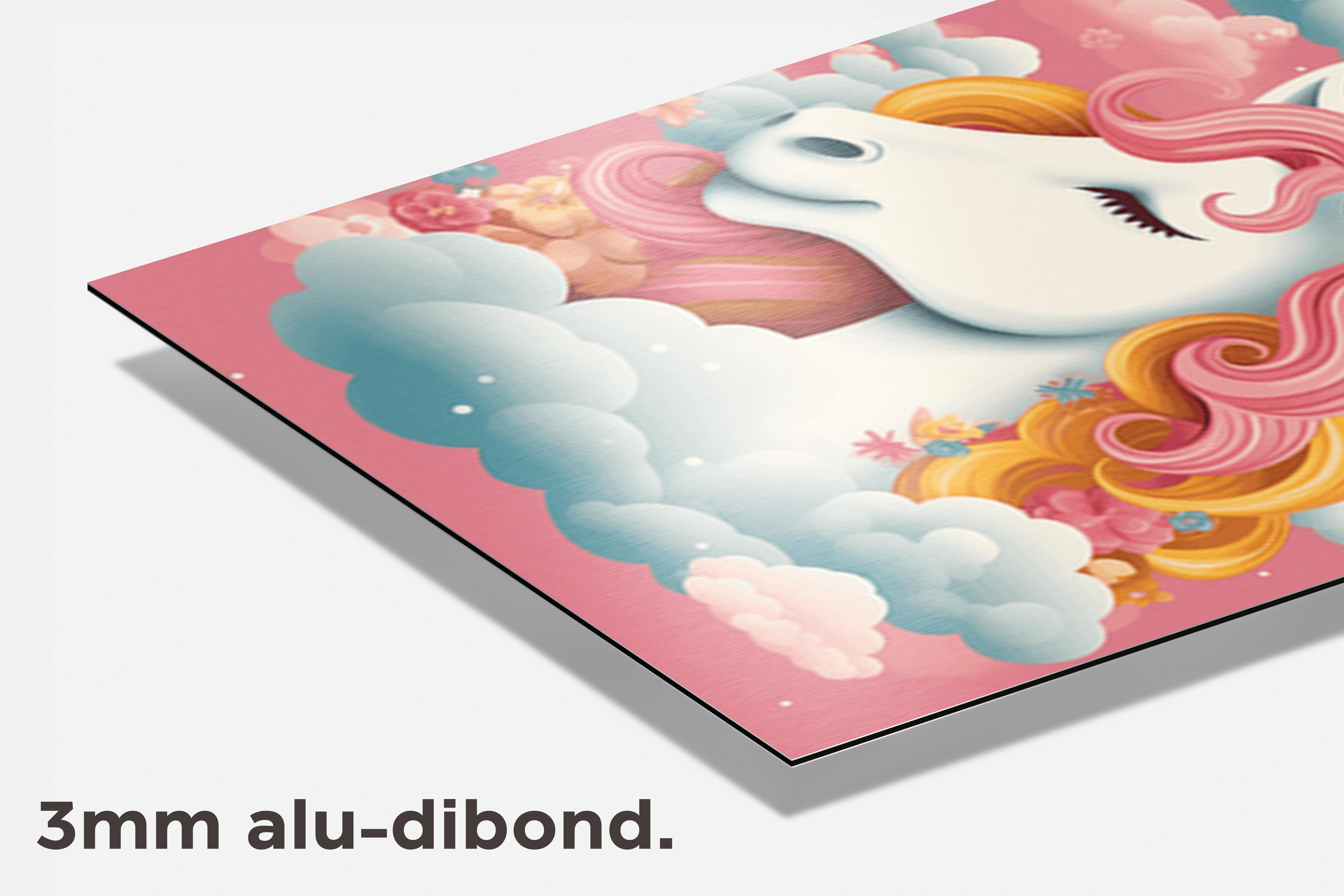 Eenhoorn Roze dibond detail