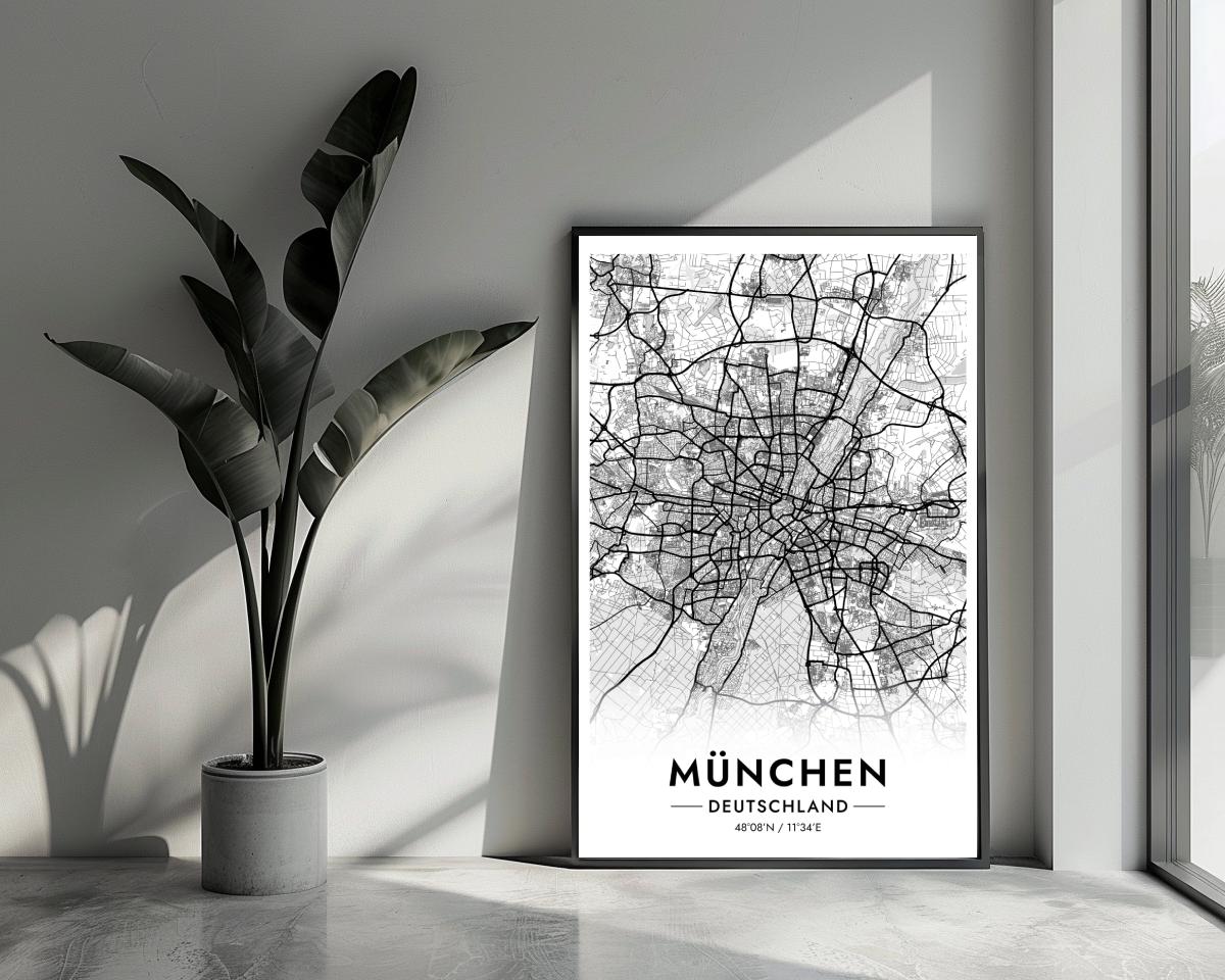 München Map Deutschland White poster van 25 Artstreet