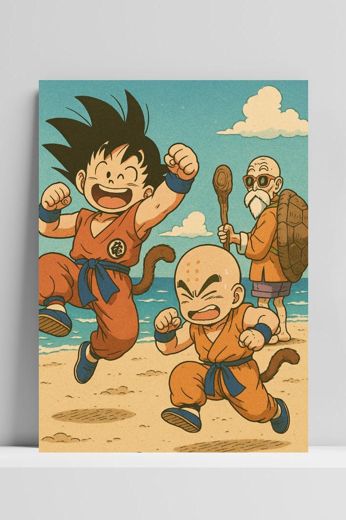Goku Krillin Master Roshi Dragon Ball op 3mm aluminium dibond