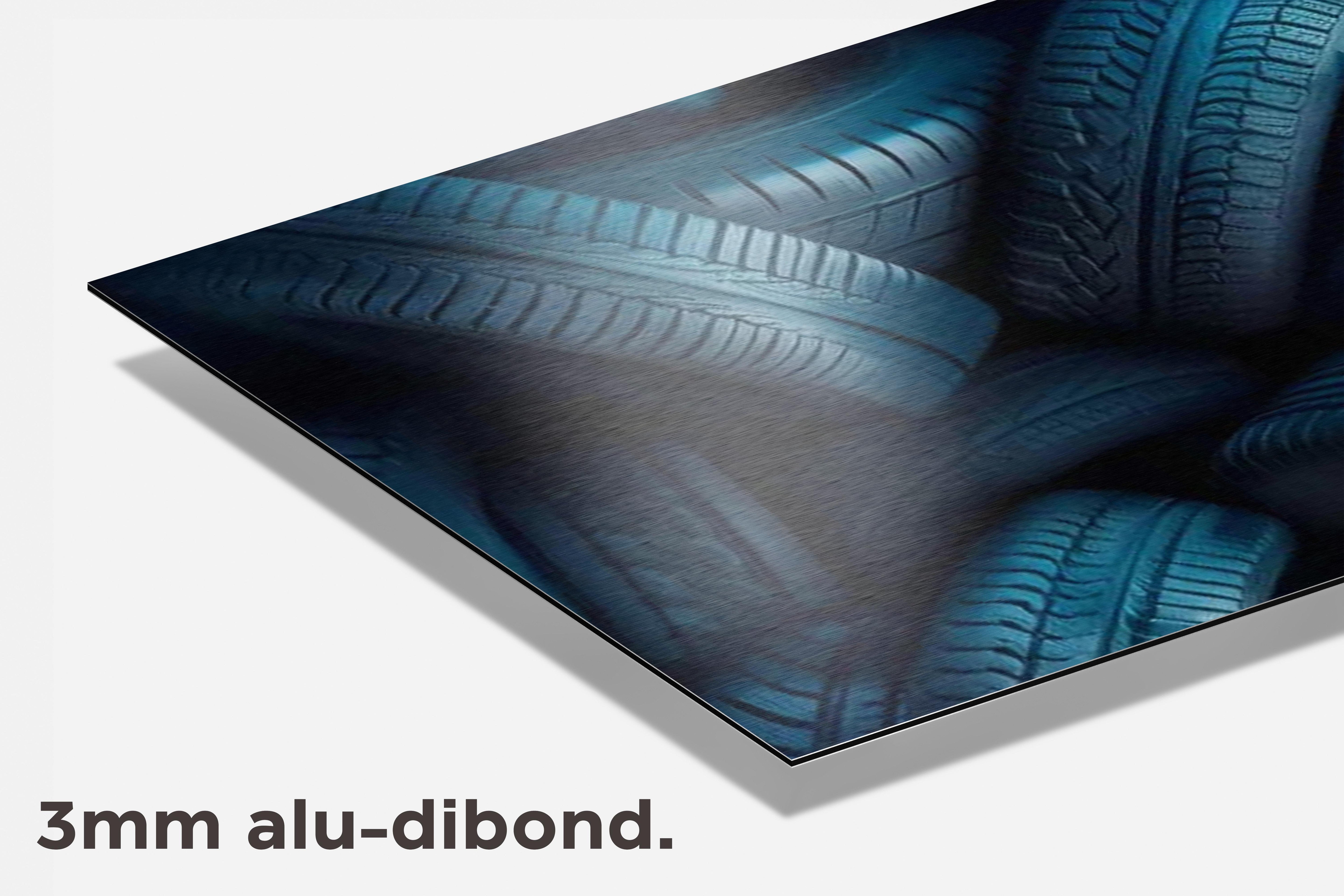 Rubberen Banden dibond detail