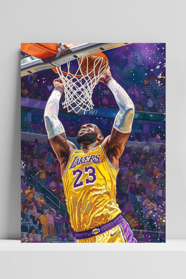 LeBron James Lakers op 3mm aluminium dibond