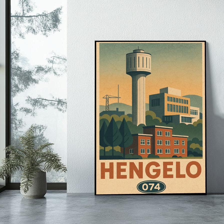 Hengelo Text Vintage poster sfeerbeeld 1