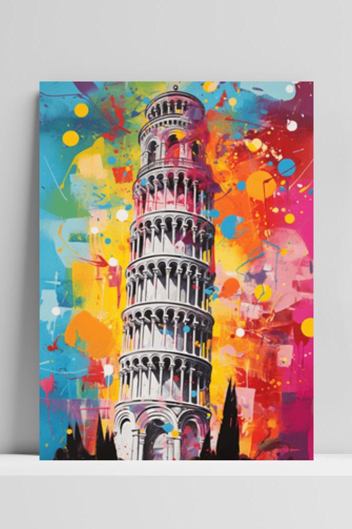 Toren van Pisa op 3mm aluminium dibond