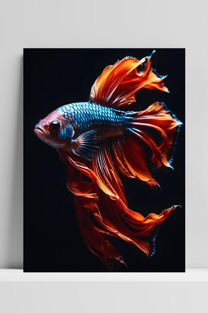 Betta Oranje op 3mm aluminium dibond