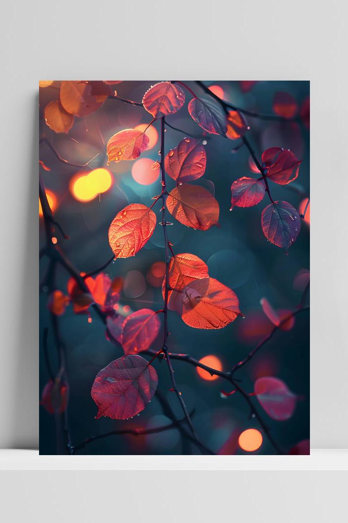 Oranje Bladeren op 3mm aluminium dibond