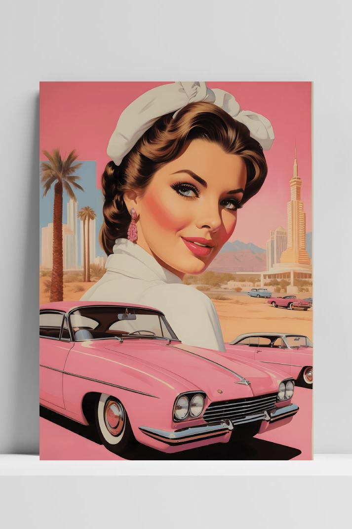 Vintage Diner Amerika op 3mm aluminium dibond