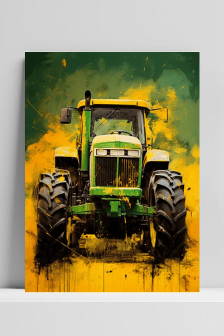 John Deere Trekker op 3mm aluminium dibond