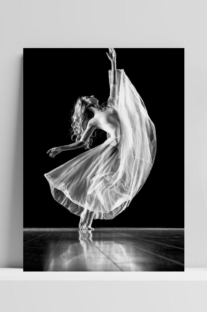 Ballerina Witte Jurk op 3mm aluminium dibond