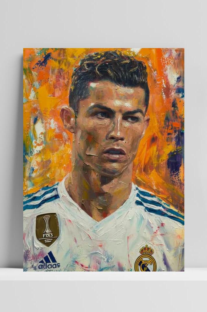 Cristiano Ronaldo Aquarel op 3mm aluminium dibond