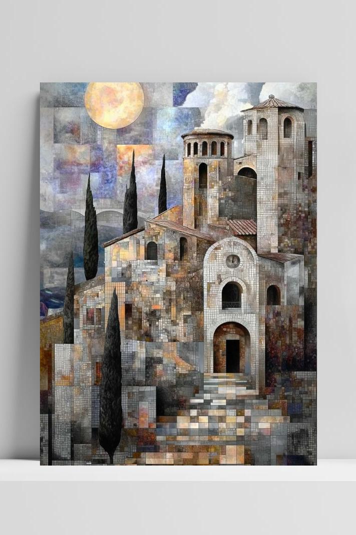 Greek CIty Cubism op 3mm aluminium dibond