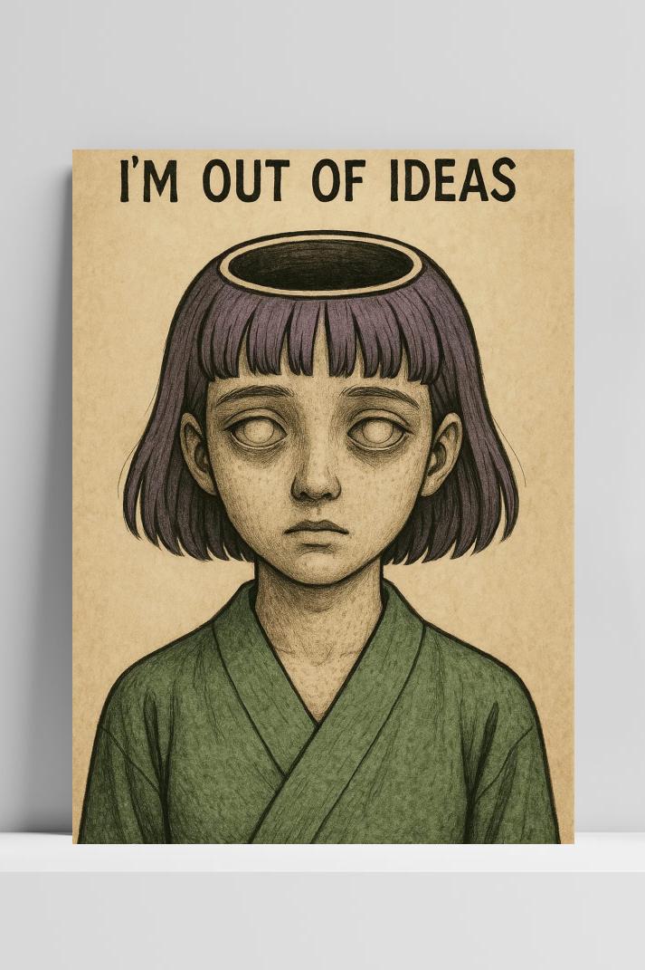 I'm Out Of Ideas Text op 3mm aluminium dibond