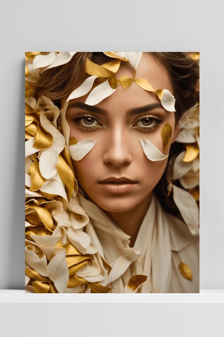 Vrouw in Goud op 3mm aluminium dibond
