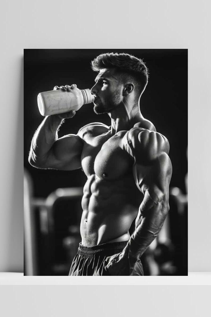Muscle Man B&W op 3mm aluminium dibond