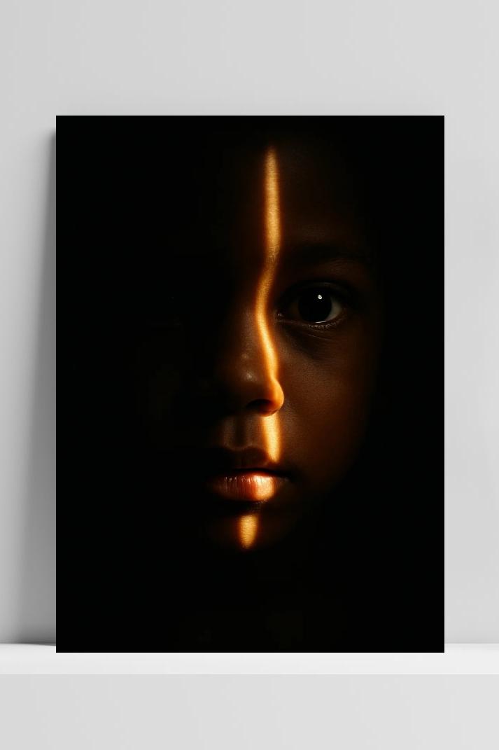 Kid Shadow Portrait in interieur