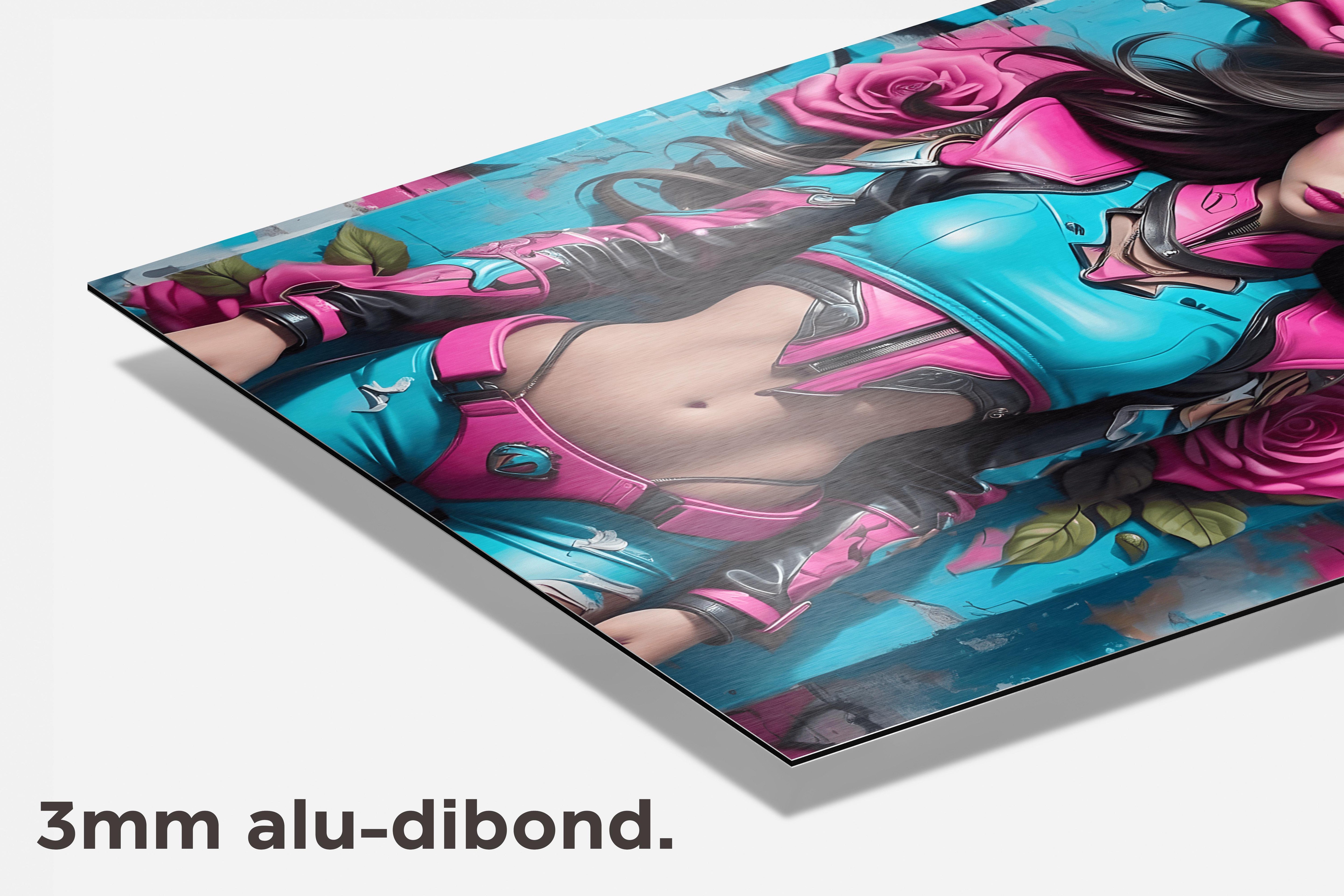 Cyan Roze Vrouw dibond detail