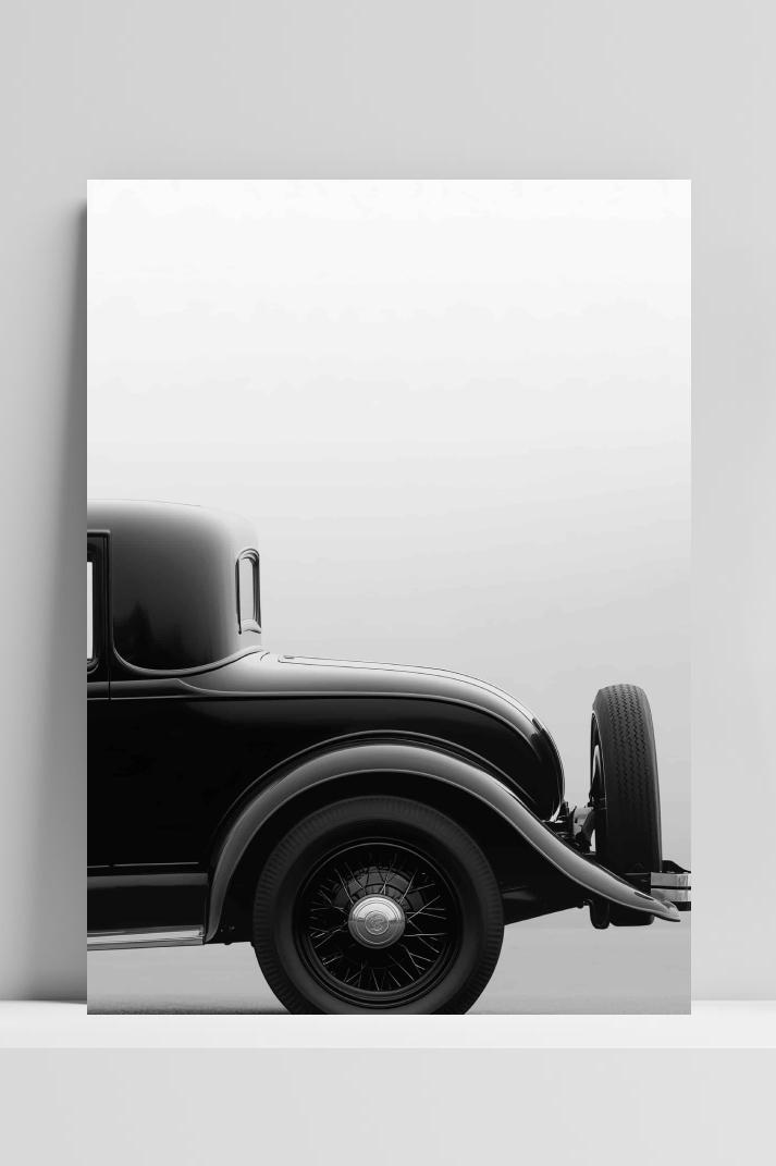 Auto Zwart-Wit op 3mm aluminium dibond