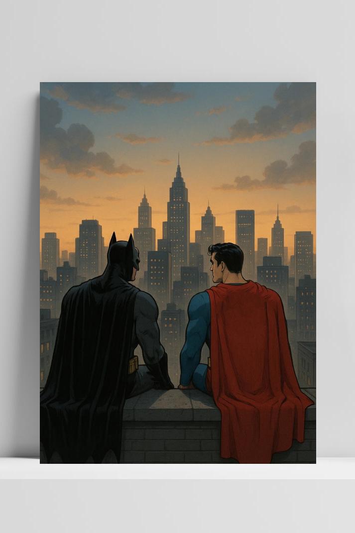 Batman Superman op 3mm aluminium dibond