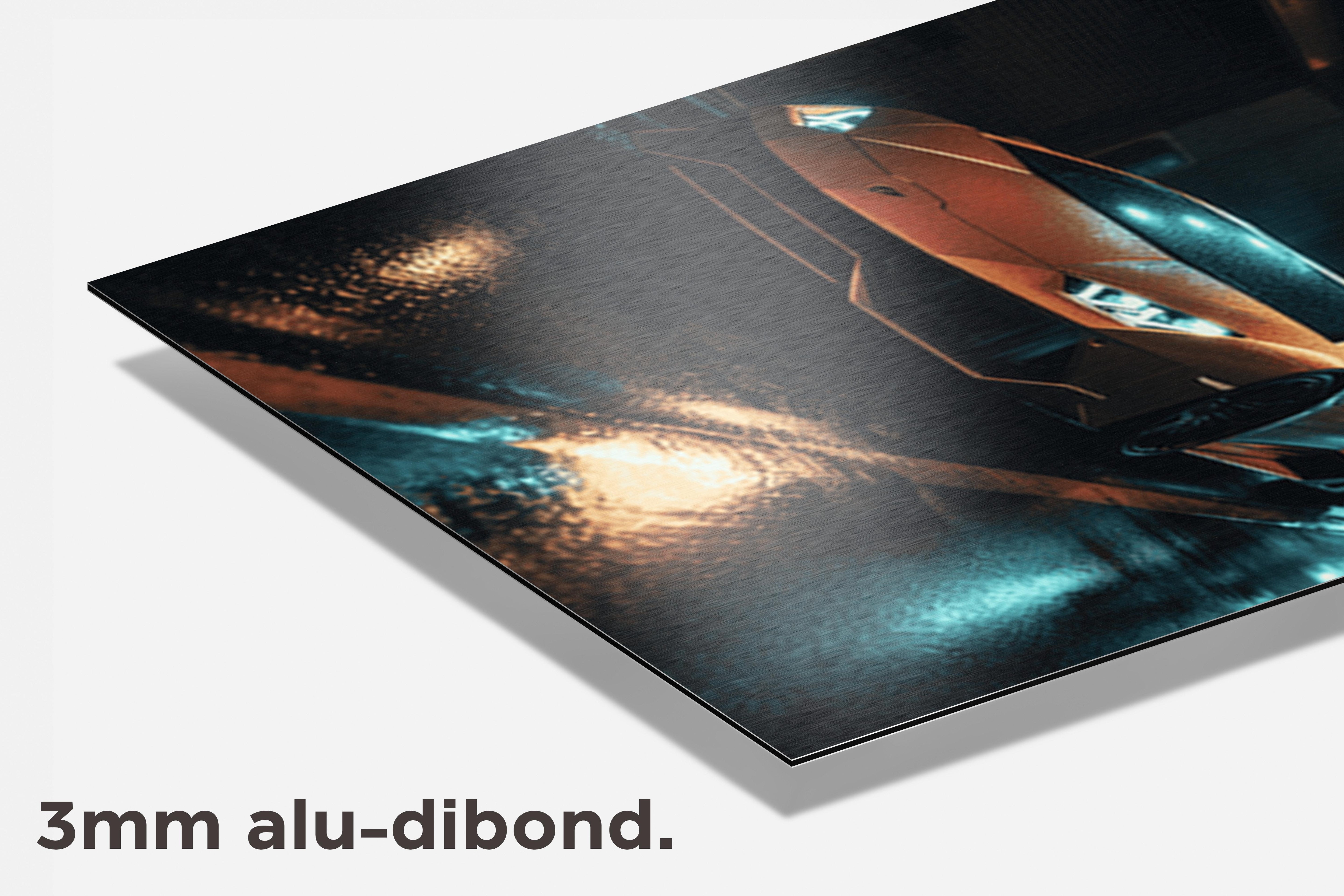 Lambo in Stad dibond detail