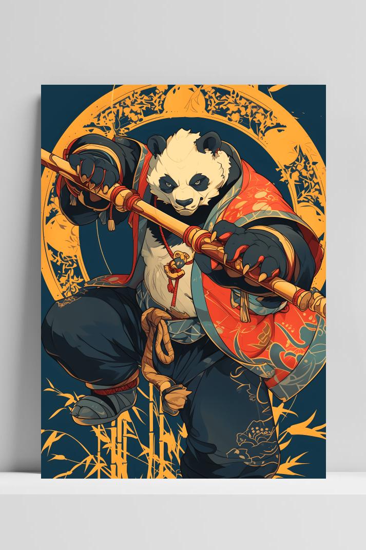 Krijgerpanda op 3mm aluminium dibond