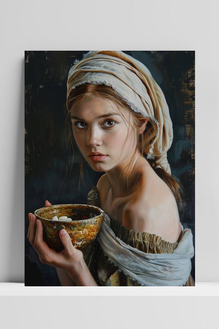 Plattelandsmeisje Portret op 3mm aluminium dibond