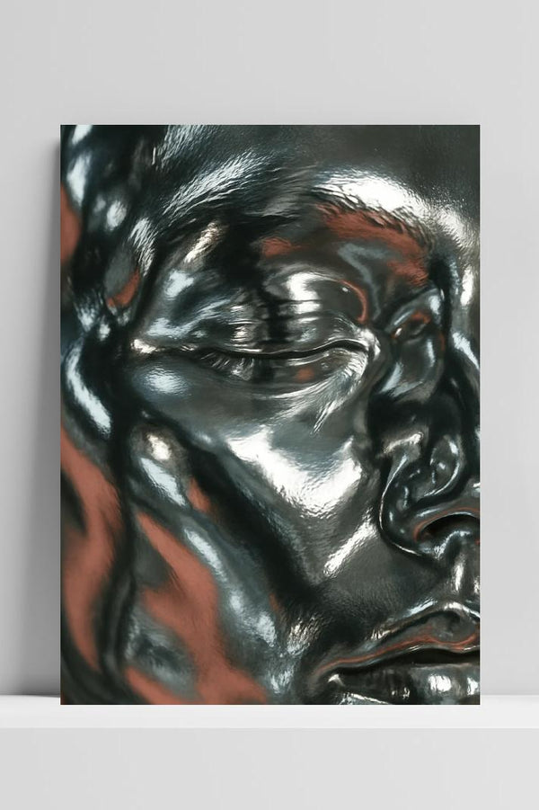 Face Sculpture Silver Close-up poster