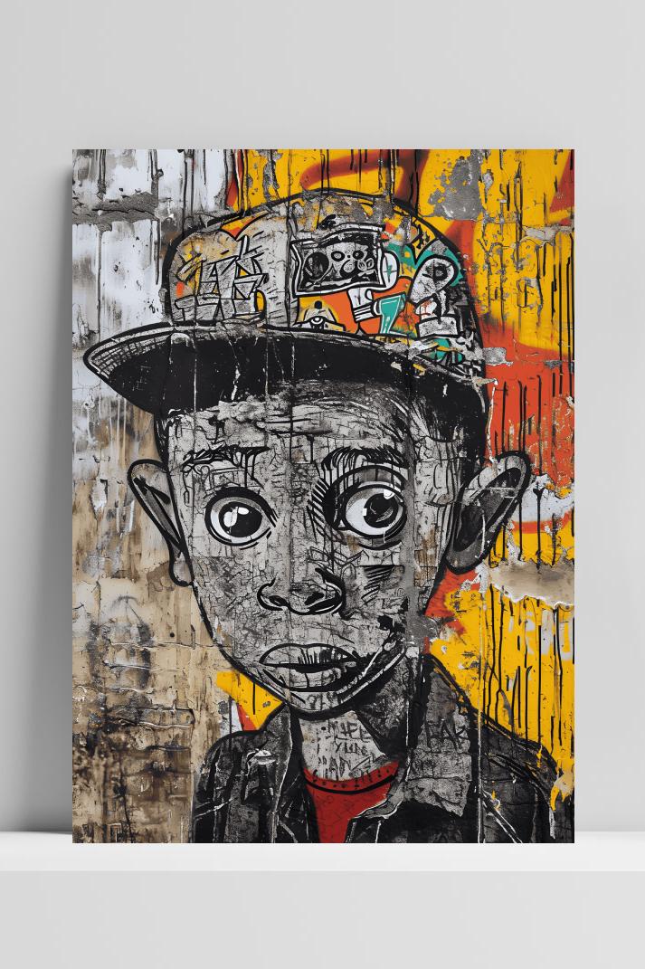 Muur Graffiti Gezicht op 3mm aluminium dibond