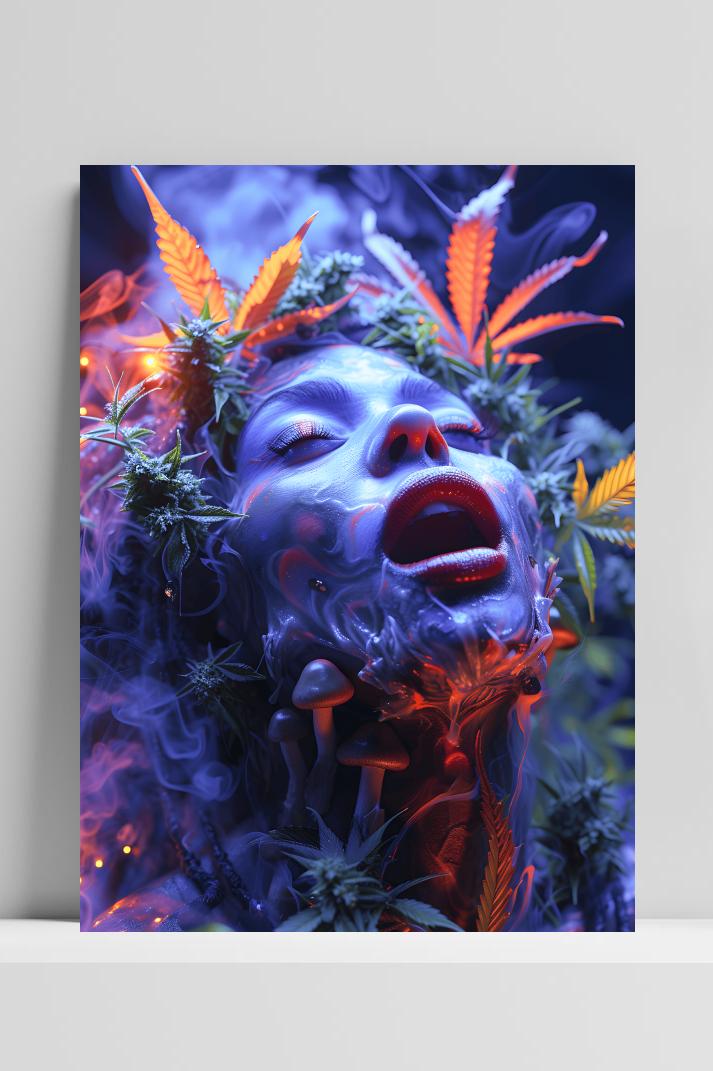 Trip Paddestoelenmeisje op 3mm aluminium dibond