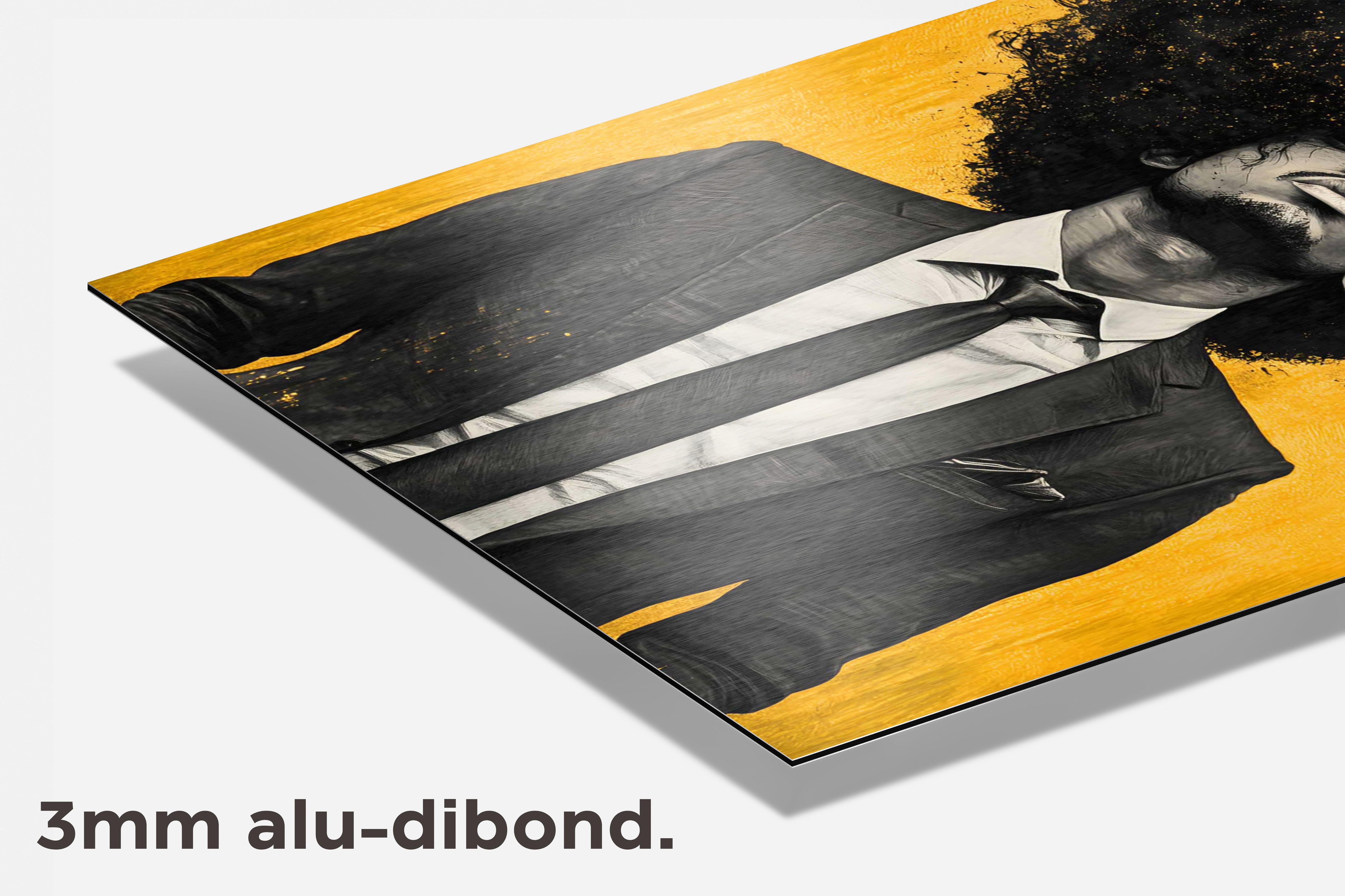 Gouden Afro dibond detail