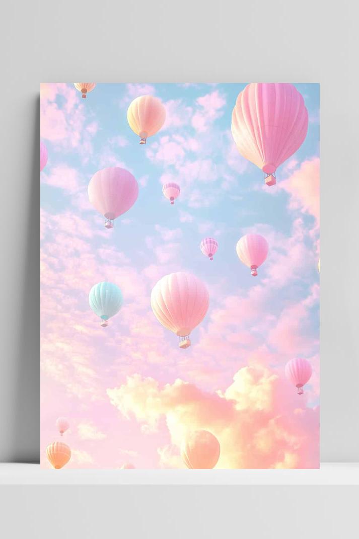 Luchtballonnen Pastel op 3mm aluminium dibond