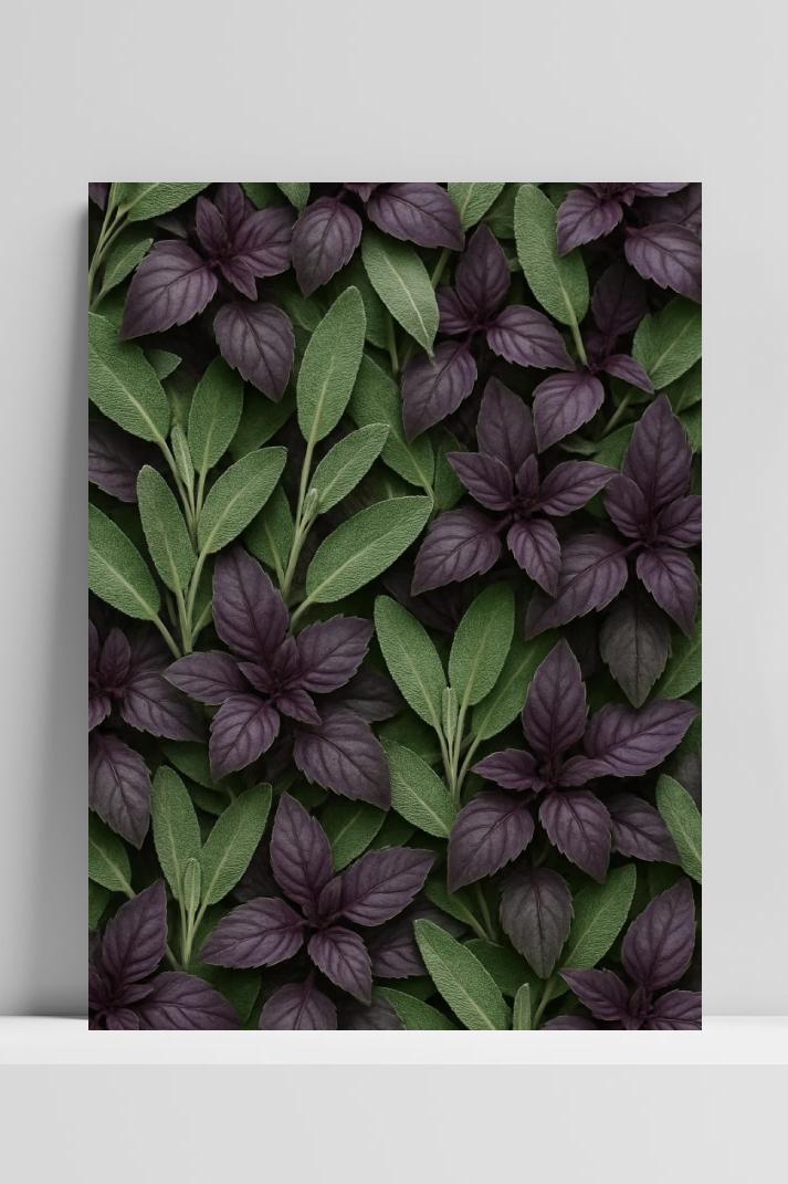 Basil Sage Leaves Herb Botanical poster van 25 Artstreet