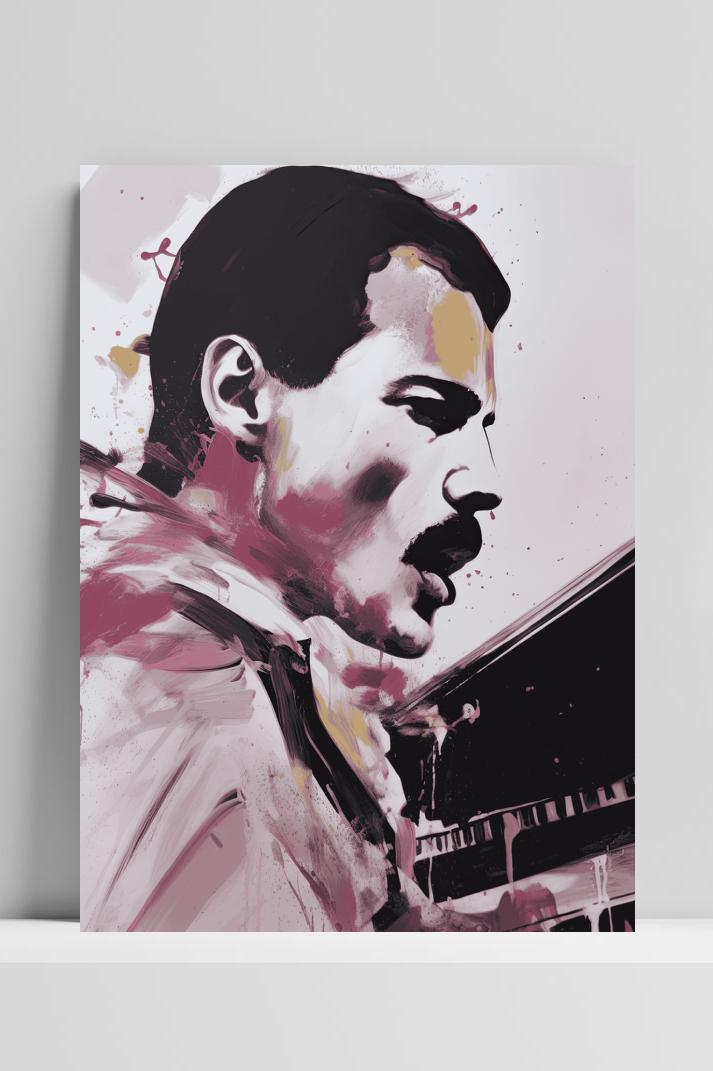 Freddie Mercury Roze op 3mm aluminium dibond