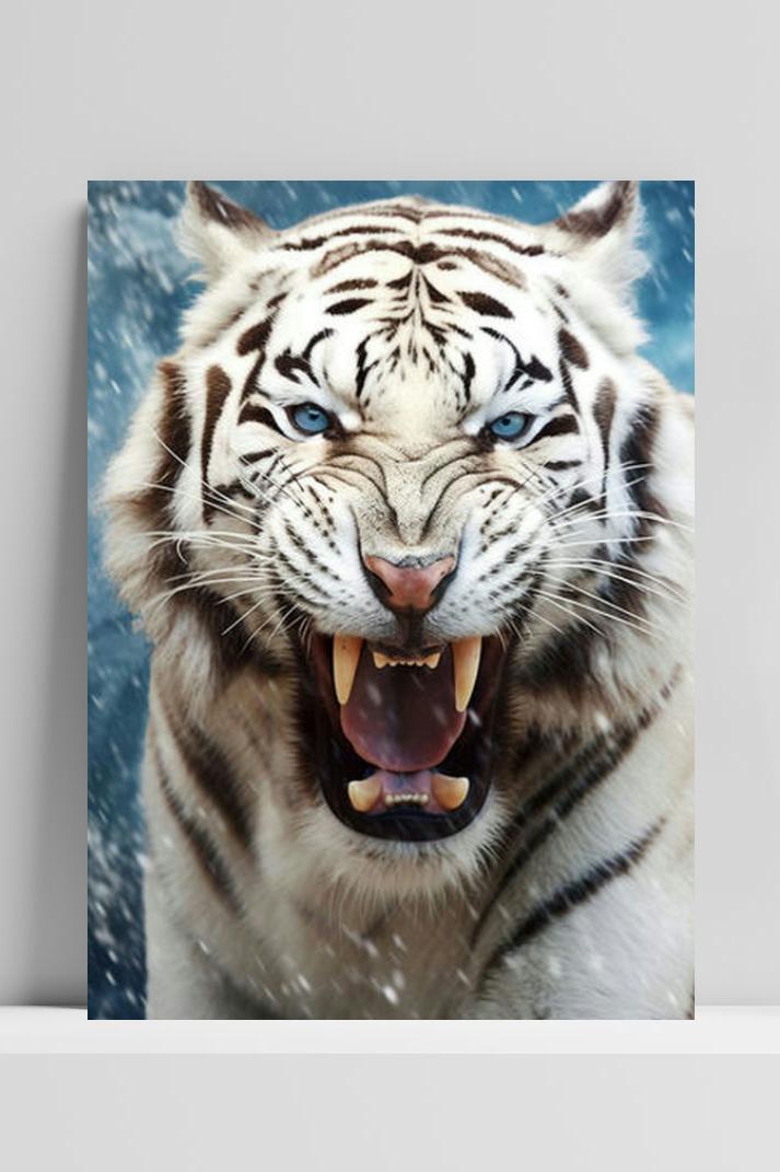 Witte Tijger op 3mm aluminium dibond