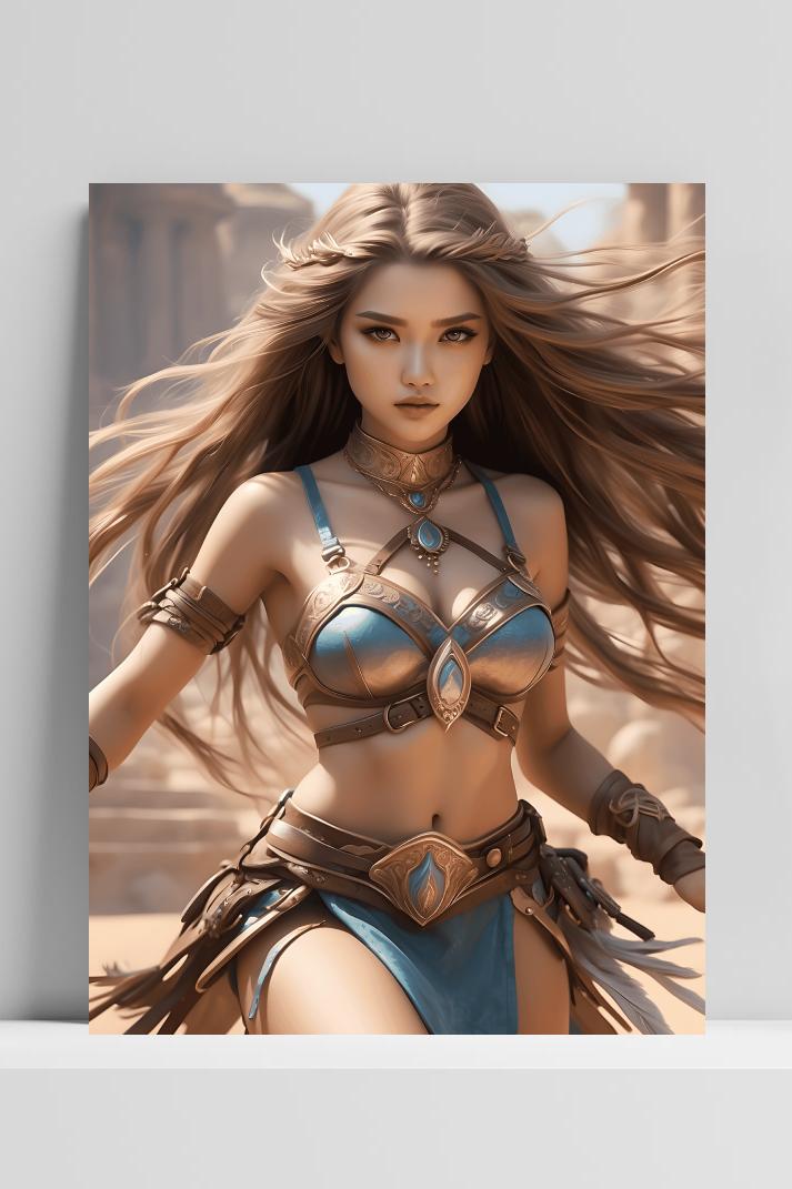 Gladiatormeisje op 3mm aluminium dibond