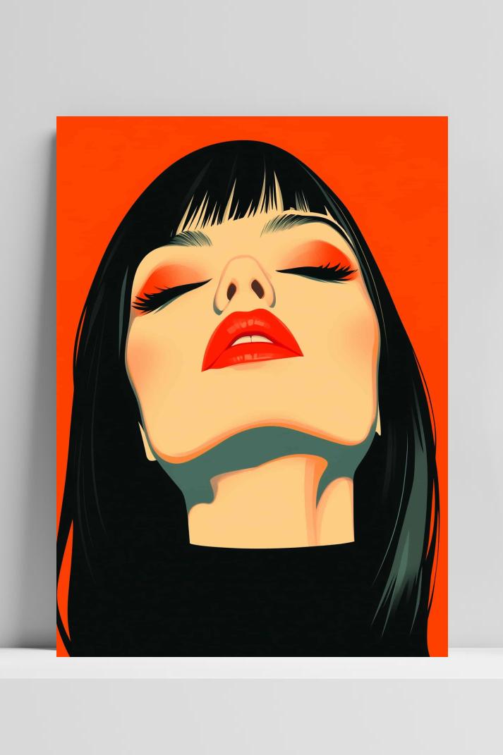 Vrouw Pop Art op 3mm aluminium dibond