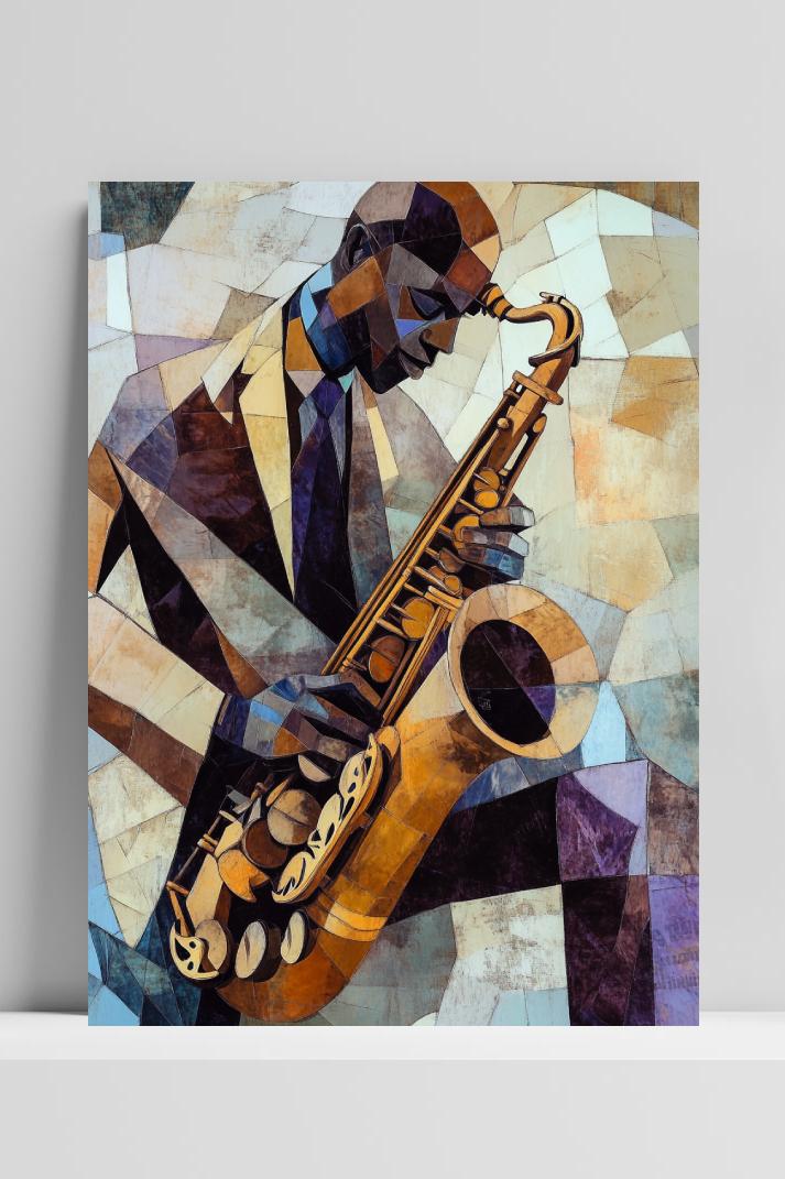 Saxophone Jazz Musician op 3mm aluminium dibond