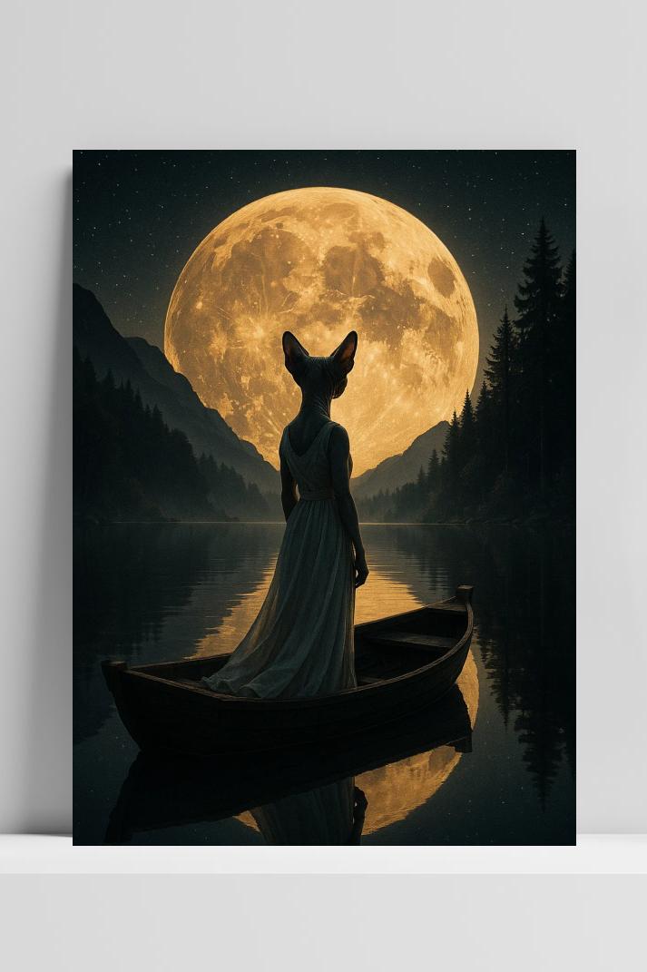 Golden Moon Alien Boat op 3mm aluminium dibond