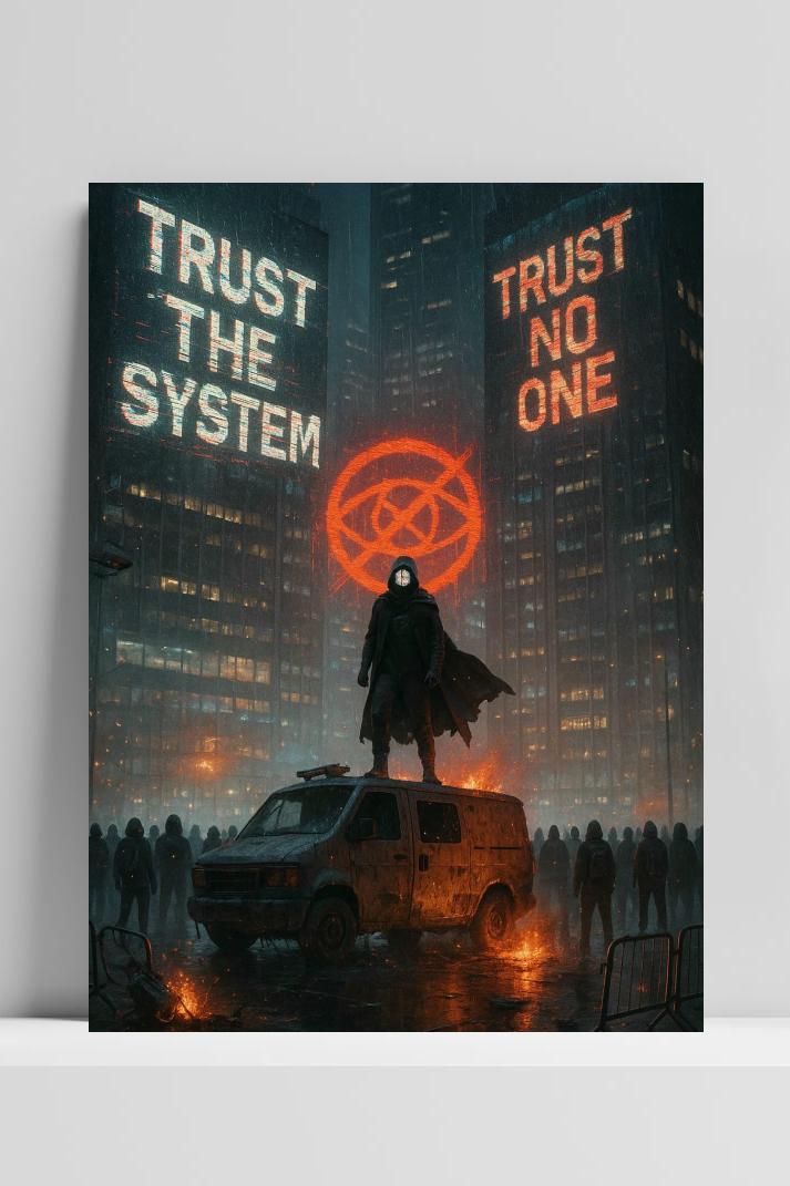 Trust No One City Text op 3mm aluminium dibond