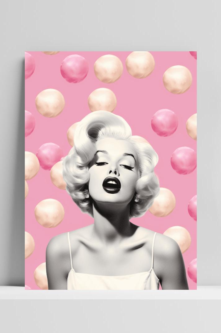 Marilyn Monroe Roze op 3mm aluminium dibond