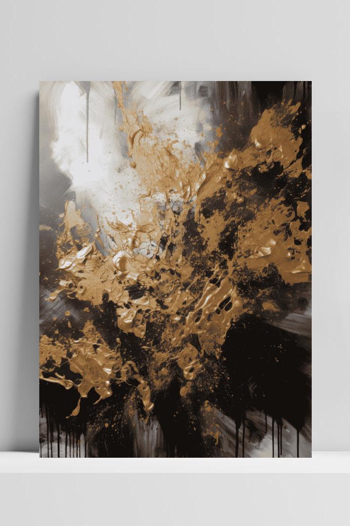 Goud Zilver Abstract op 3mm aluminium dibond