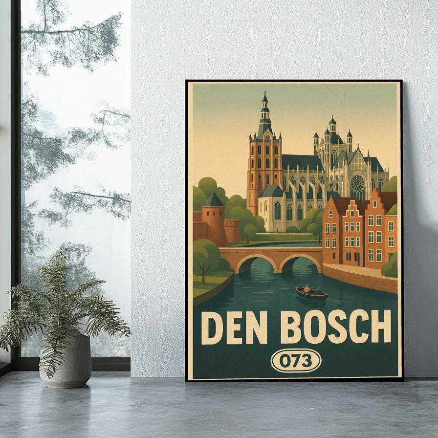 Den Bosch Text Vintage poster sfeerbeeld 1