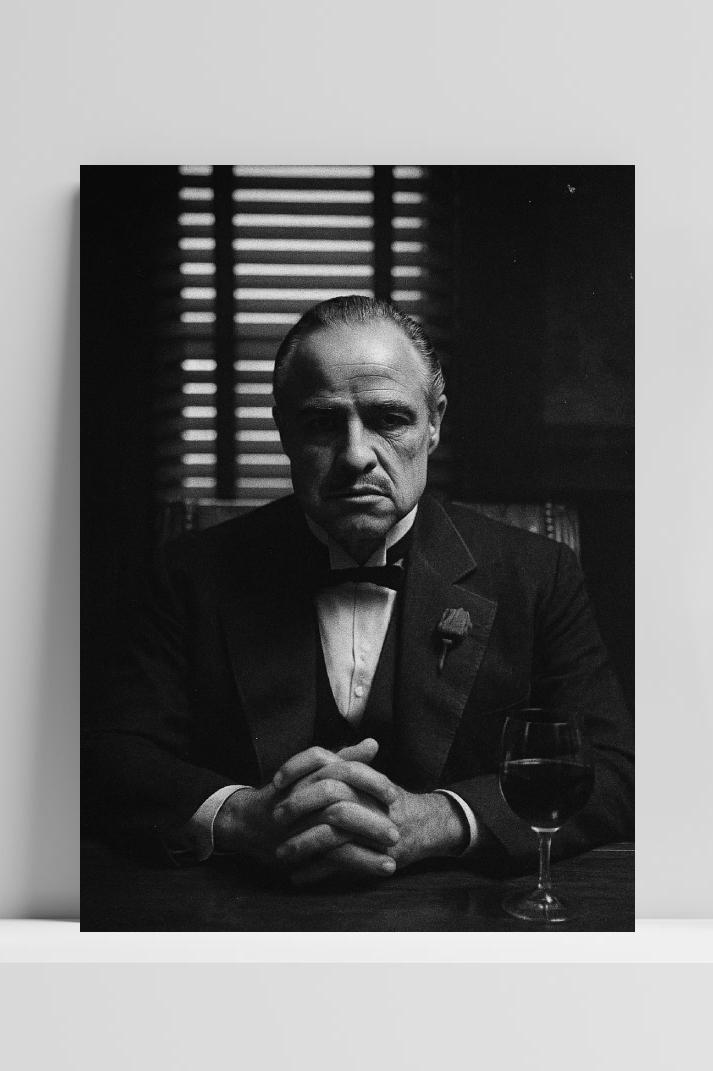 Don Corleone The Godfather B&W op 3mm aluminium dibond