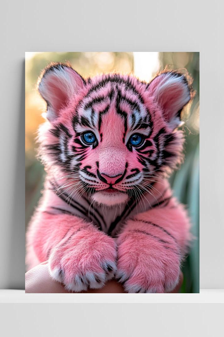 Babytijger op 3mm aluminium dibond