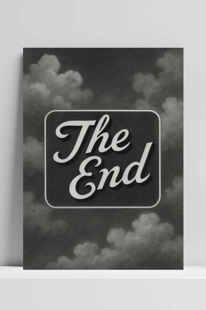 The End Text B&W op 3mm aluminium dibond