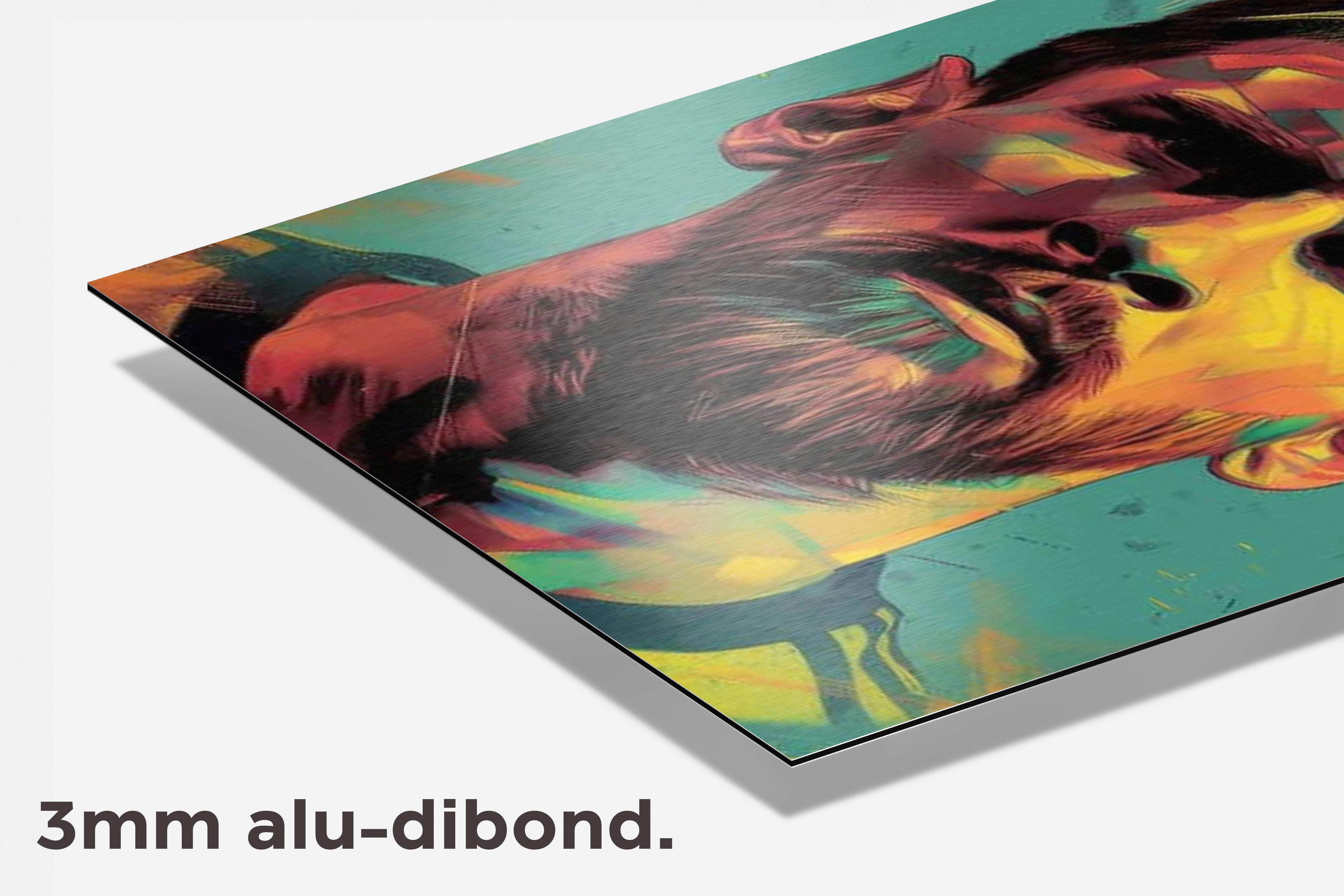 Lionel Messi Geel dibond detail