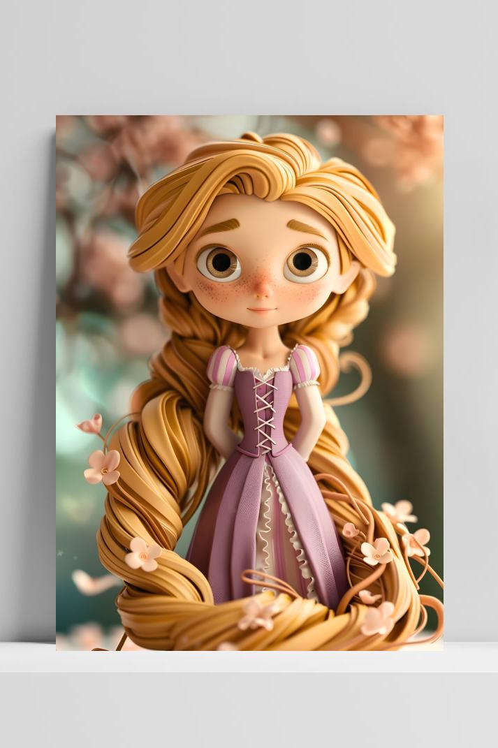 Schattige Rapunzel op 3mm aluminium dibond