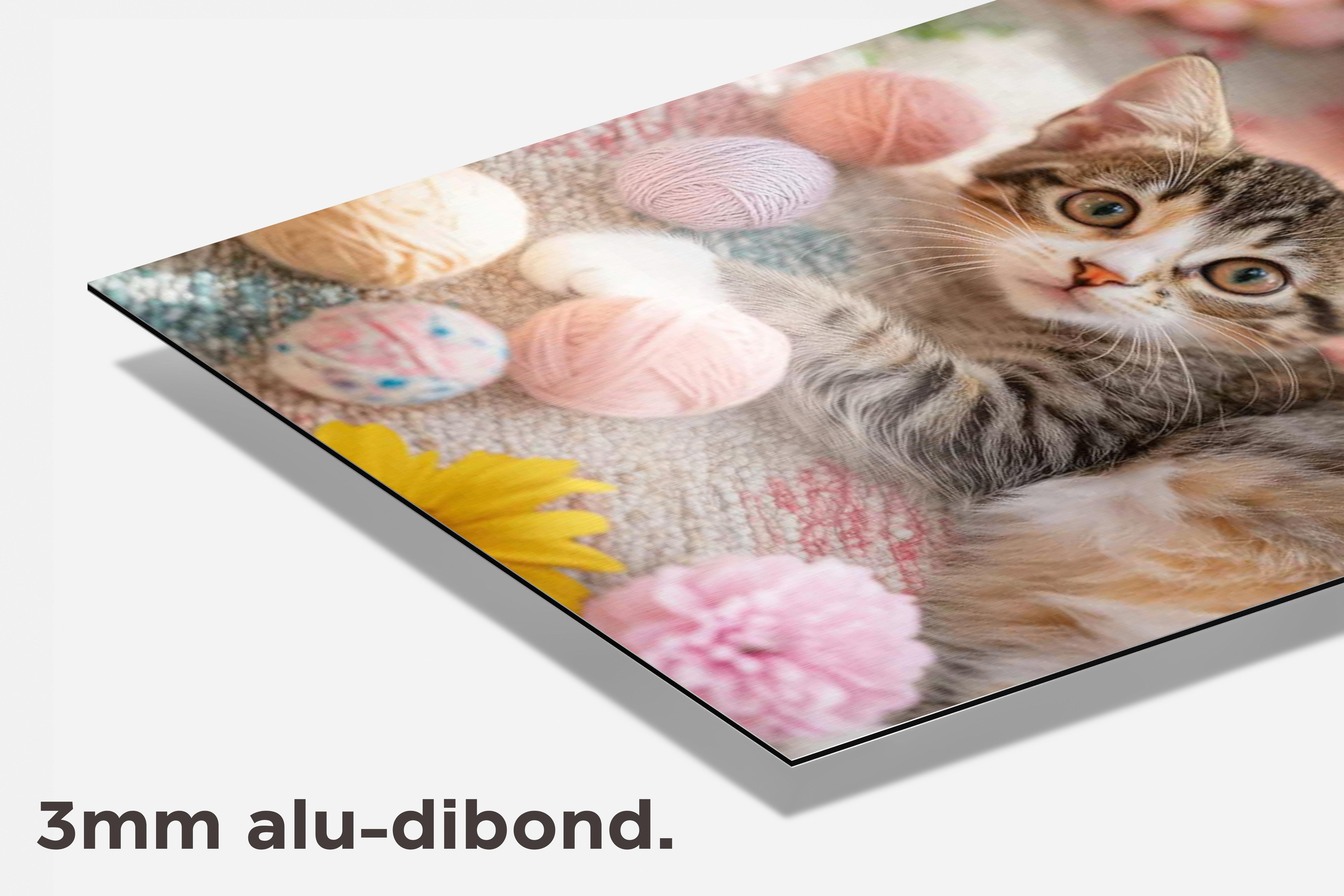 Kitten Bal Draden dibond detail